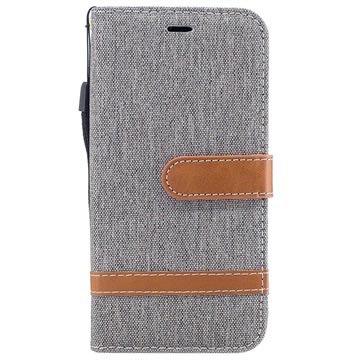 iPhone X / iPhone XS Two-Tone Jeans Portemonnee Hoesje - Grijs