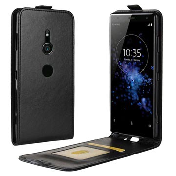 Sony Xperia XZ3 Verticale Flip Case met Kaartsleuf - Zwart