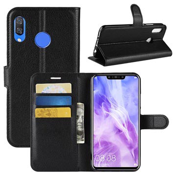 Huawei Nova 3 Wallet Case met Standaardfunctie - Zwart