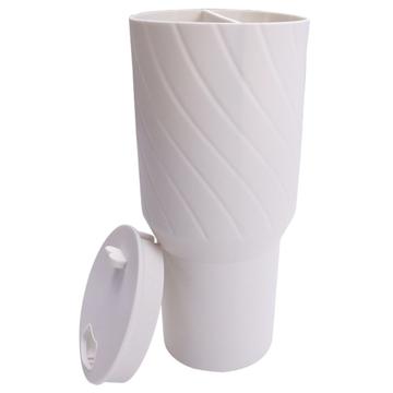 2-compartiment siliconen voering voor Stanley Tumbler 40oz - BPA-vrij - Beige