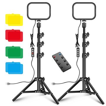 2 LED lampen op verstelbaar statief en 4 kleurenfilters voor foto en video