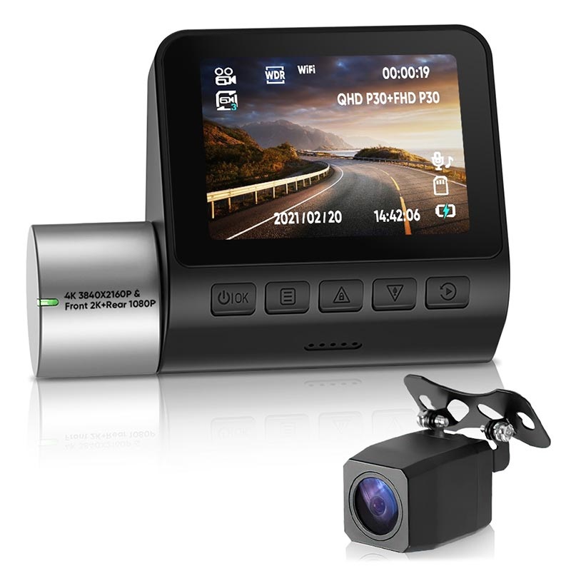 daar ben ik het mee eens Beheer winkelwagen 360 Rotary WiFi 4K Dash Cam & Full HD achteruitrijcamera V50
