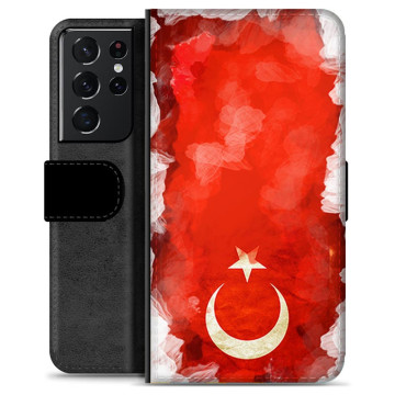 Samsung Galaxy S21 Ultra 5G Premium Portemonnee Hoesje - Turkse Vlag