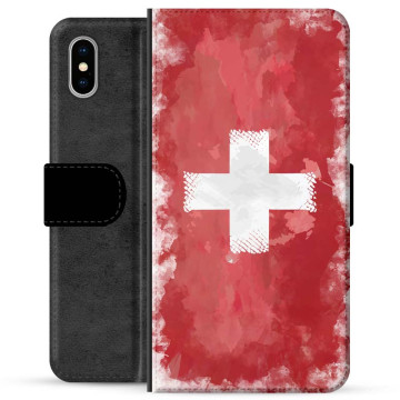 iPhone X / iPhone XS Premium Portemonnee Hoesje - Zwitserse Vlag