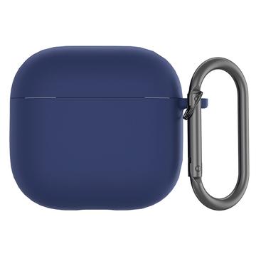 AirPods 4 siliconen hoesje met karabijnhaak - Dunkel Blau