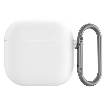 AirPods 4 siliconen hoesje met karabijnhaak - Wit