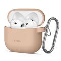 AirPods 4 Tech-Protect siliconen haaketui - Caffe Latte