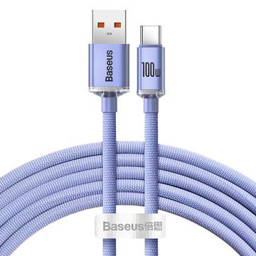 Baseus Crystal Shine USB-A / USB-C kabel - 1.2m, 100W - Paars