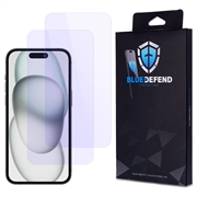 iPhone 15 BlueDefend Anti-Blue Light Glazen Screenprotector - 2 stuks.