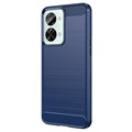 OnePlus Nord 2T Geborsteld TPU Hoesje - Koolstofvezel - Blauw