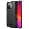 iPhone 14 Pro Geborsteld TPU Hoesje - Koolstofvezel - Zwart