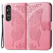 Sony Xperia 1 VI Butterfly Series Portemonnee Hoesje - Roze