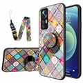 Geruit patroon Xiaomi 12/12X hybride hoesje - kleurrijke mandala