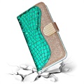 Croco Bling Series Samsung Galaxy A53 5G Wallet Case - Groen