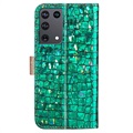 Croco Bling Series Samsung Galaxy S21 Ultra 5G Wallet Case - Groen