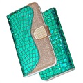 Croco Bling Series Samsung Galaxy S21 Ultra 5G Wallet Case - Groen