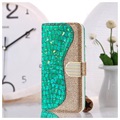 Croco Bling Series Samsung Galaxy S21 Ultra 5G Wallet Case - Groen