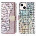 Croco Bling Series iPhone 14 Wallet Case - Rosé goud