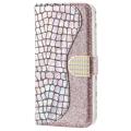 Croco Bling Series iPhone 14 Wallet Case - Rosé goud