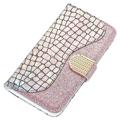 Croco Bling Series iPhone 14 Wallet Case - Rosé goud