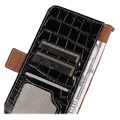 Crocodile Series Samsung Galaxy S21 FE 5G Wallet Leren Hoesje met RFID - Zwart