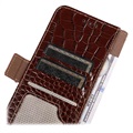 Crocodile Series Samsung Galaxy S21 FE 5G Wallet Leren Hoesje met RFID - Bruin