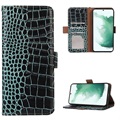 Crocodile Series Samsung Galaxy S21 FE 5G Wallet Leren Hoesje met RFID - Groen