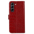 Crocodile Series Samsung Galaxy S21 FE 5G Wallet Leren Hoesje met RFID - Rood