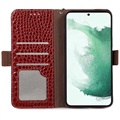 Crocodile Series Samsung Galaxy S21 FE 5G Wallet Leren Hoesje met RFID - Rood