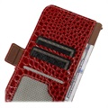 Crocodile Series Samsung Galaxy S21 FE 5G Wallet Leren Hoesje met RFID - Rood