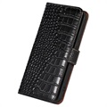 Crocodile Series iPhone 14 Wallet Leren Hoesje met RFID - Zwart