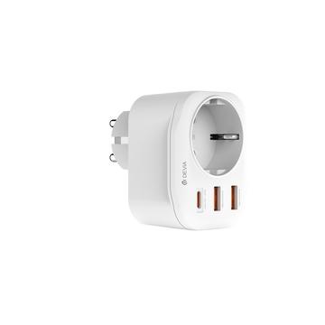 Devia Stopcontact 20W - USB-C, 2x USB-A Ports, 3A - Wit