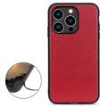 Elegante iPhone 14 Pro Leren Case - Rood