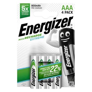 Energizer Recharge Extreme oplaadbare R03/AAA batterijen 800mAh - 4 stuks.