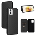 Motorola Moto G73 Flip Case met Kaartsleuf - Koolstofvezel