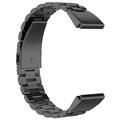 Garmin QuickFit 26mm / Garmin Fenix 7X / 7X Pro / 6X Roestvrij Staal Bandje 3 Kralen Horlogebandje - Zwart