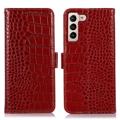 Crocodile Series Samsung Galaxy S23+ 5G Wallet Leren Hoesje met RFID - Rood