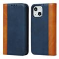 Elegance Series iPhone 14 Wallet Case - Blauw / Lichtbruin