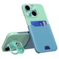 CamStand iPhone 14 Plus Cover met Creditcardvak - Lichtgroen / Lichtblauw