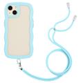 Wavy Edge iPhone 14 Plus Hybrid Case met Lanyard - Blauw