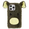 Fluffy Plush iPhone 14 Pro Hybrid Case - Groen Varken