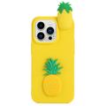 3D Cartoon iPhone 14 Pro TPU Hoesje - Ananas