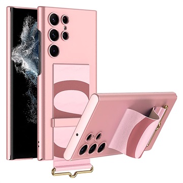 GKK Polsbandje Samsung Galaxy S22 Ultra 5G Hybrid Hoesje - Roze