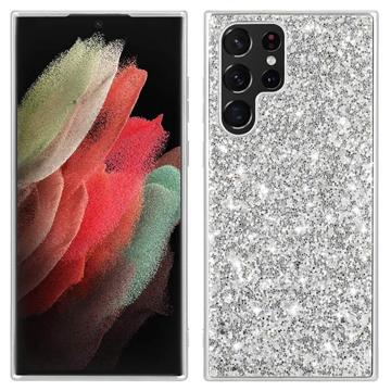 Glitter Series Samsung Galaxy S23 Ultra 5G Hybrid Case - Zilver