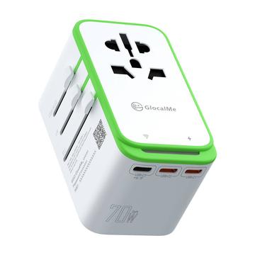 GlocalMe RoamPlug Reisadapter met 4G/LTE Wi-Fi Hotspot - 70W - Wit