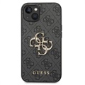 Guess 4G Big Metal Logo iPhone 14 Hybrid Case - Zwart