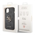 Guess 4G Big Metal Logo iPhone 14 Hybrid Case - Zwart