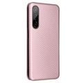 HTC Desire 22 Pro Wallet Case - Koolstofvezel - Rosé goud