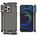 Honeycomb Armored iPhone 14 Pro Hybrid Case - Zwart