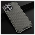 Honeycomb Armored iPhone 14 Pro Hybrid Case - Zwart